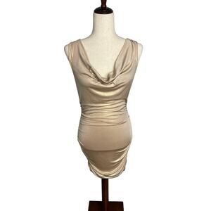 City Triangles gold shimmer bodycon strappy low cut back women's size medium